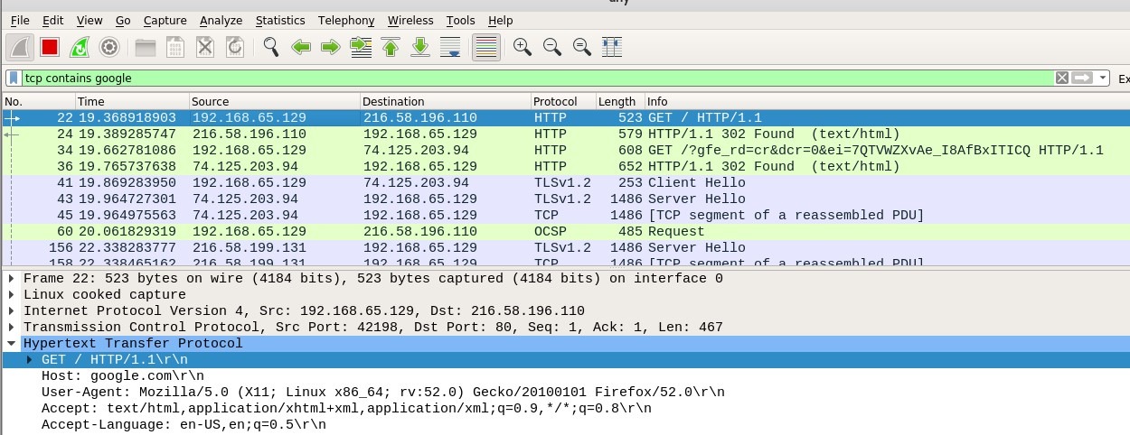 wireshark filters contains