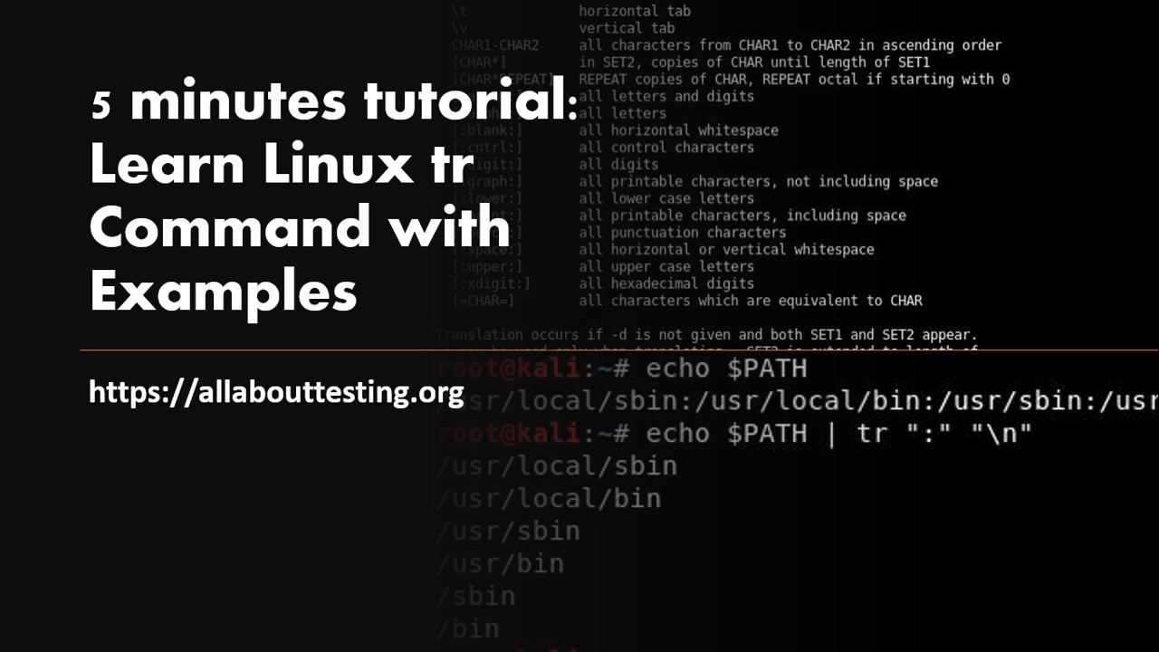 5 minutes tutorial Learn Linux tr Command with Examples All About