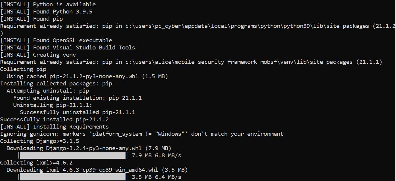 mobsf installation in windows 10 step by step
