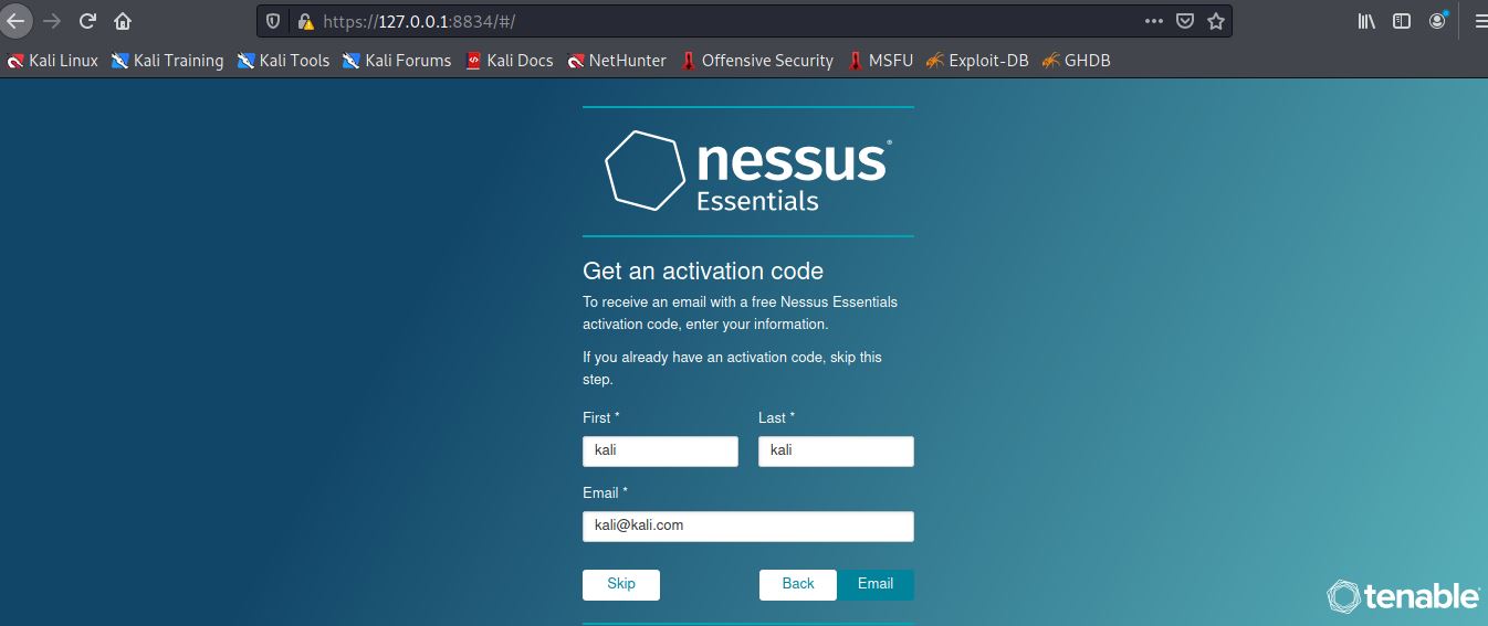 NESSUS ACTIVATION OFFLINE visual data 5